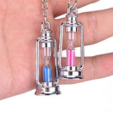 Hour Glass Sand Clock Timer Lamp Lantern Blue Pink Key Chain Pack 2