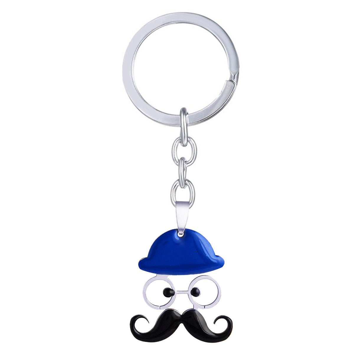 Cartoon Mooch Enamel Stainless Steel Blue Black Silver Key Chain