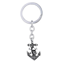 Vintage Marine Anchor Skull Pirate Stainless Steel Key Chain Key Ring