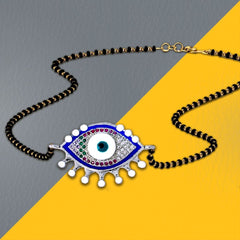 Turkish Blue Evil Eye Good Luck CZ Mangalsutra Chain Necklace