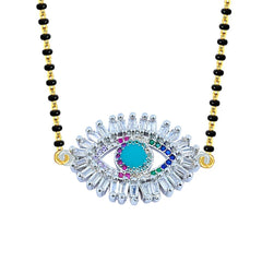 Turkish Evil Eye Good Luck CZ Mangalsutra Chain Necklace