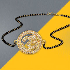 Aum Om 18K Gold CZ Adjustable Mangalsutra Chain Necklace