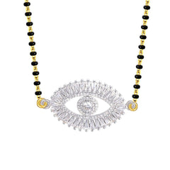 Turkish Evil Eye Good Luck Baguette Cz Mangalsutra Chain Necklace