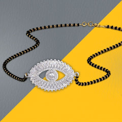 Turkish Evil Eye Good Luck Baguette Cz Mangalsutra Chain Necklace
