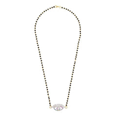 Turkish Evil Eye Good Luck Baguette Cz Mangalsutra Chain Necklace