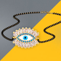 Turkish Blue Evil Eye Good Luck CZ Slider Expandable Bracelet