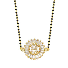 Customised Alphabet Initial Letters Baguette CZ Gold Mangalsutra