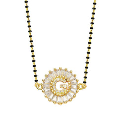 Customised Alphabet Initial Letters Baguette CZ Gold Mangalsutra