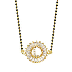 Customised Alphabet Initial Letters Baguette CZ Gold Mangalsutra