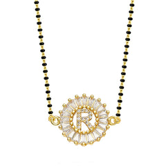 Customised Alphabet Initial Letters Baguette CZ Gold Mangalsutra
