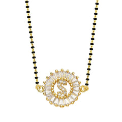 Customised Alphabet Initial Letters Baguette CZ Gold Mangalsutra