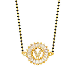 Customised Alphabet Initial Letters Baguette CZ Gold Mangalsutra