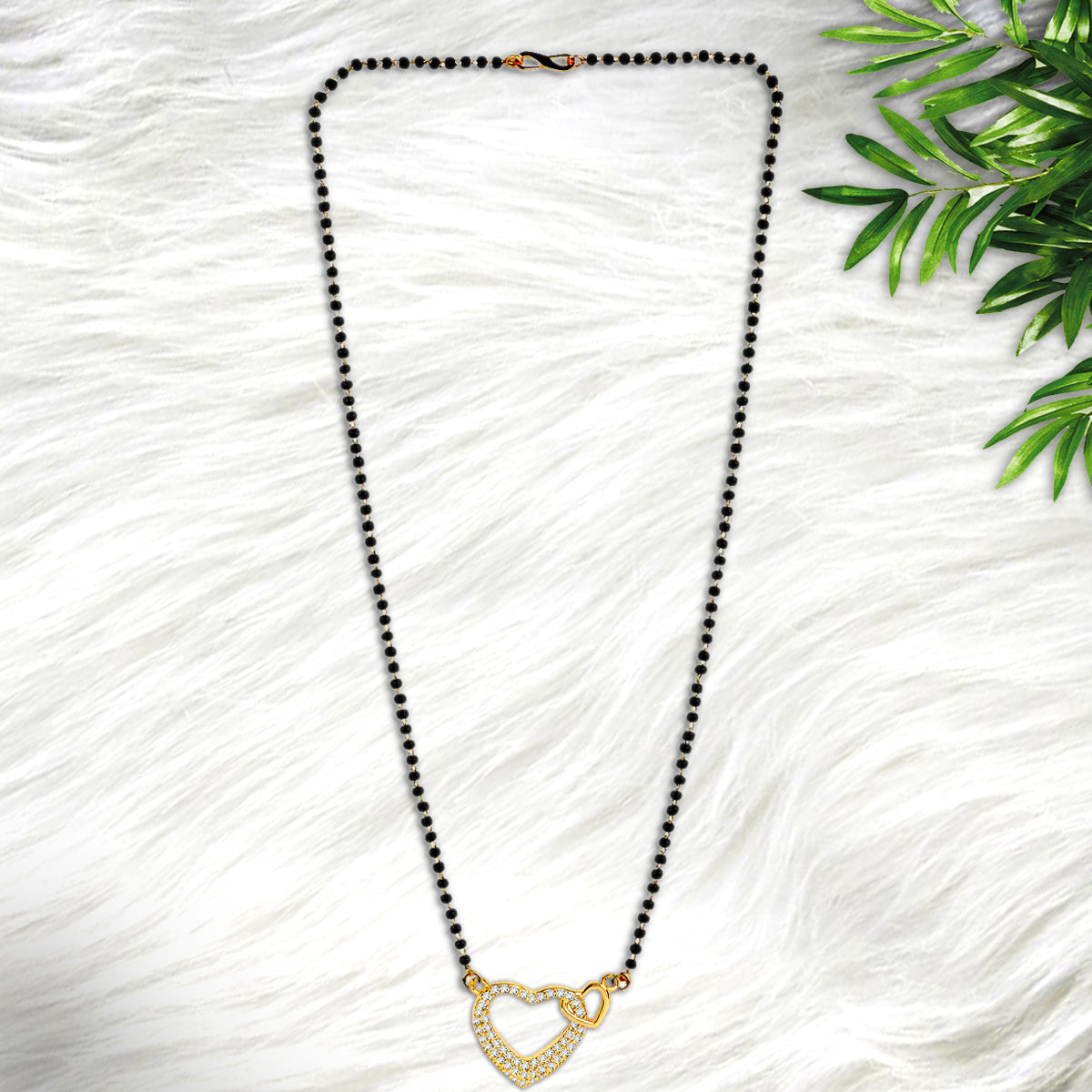Couple Heart Love Zircon CZ 22K Gold Plated Mangalsutra