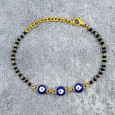 Evil Eye Gold Beads Hand Mangalsutra Bracelet For Women
