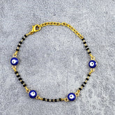 Evil Eye Gold Bead Hand Mangalsutra Bracelet For Kids Women
