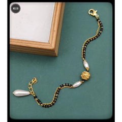 Oval Pearl Beads Dual Layer Filigree Copper Gold Black Adjustable Hand Mangalsutra