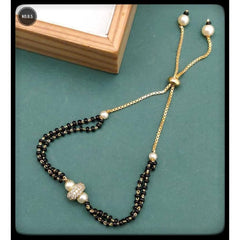 Beads Pearl American Diamond Copper Gold Black Adjustable Slider Hand Mangalsutra Women