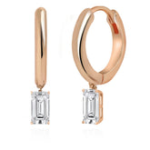Brass 18k Rose Gold Baguette Shape Crystal Clip On Earring Pair For Women