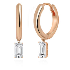 Brass 18k Rose Gold Baguette Shape Crystal Clip On Earring Pair For Women