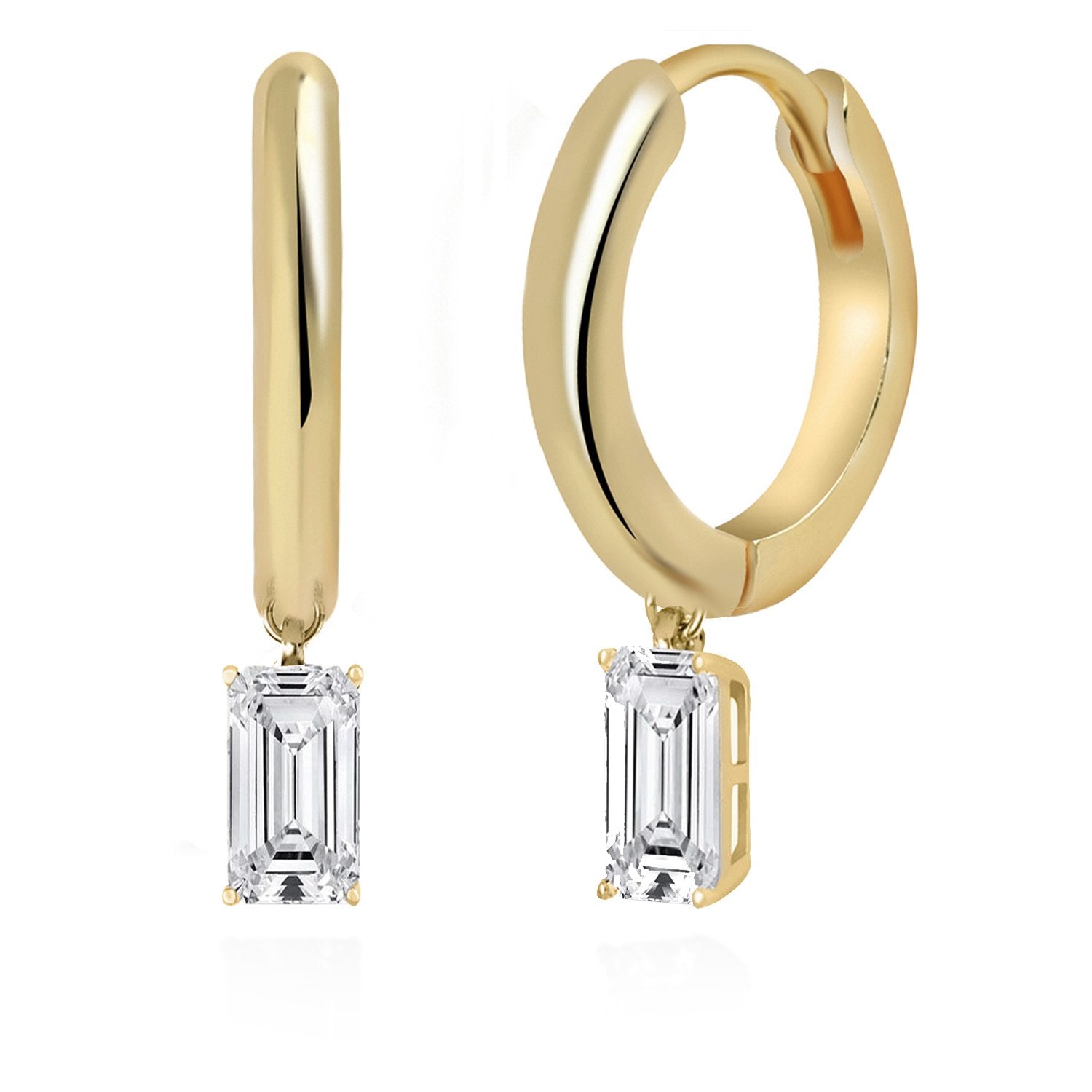 Baguette Shape Crystal Clip On Earring