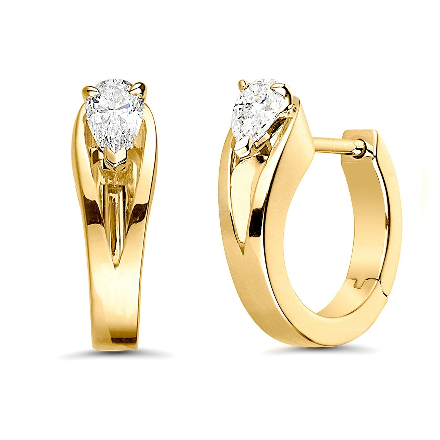 Pear Crystal Solitaire Huggie