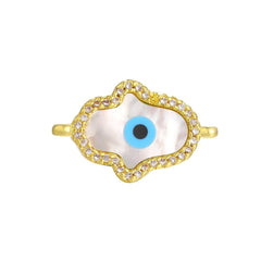 Hamsa Gold Evil Eye Cubic Zirconia CZ Centre Pcs For Women