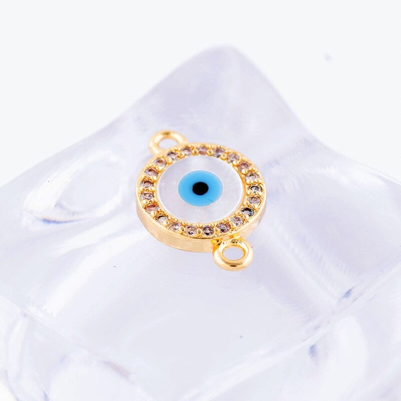 Round Gold Evil Eye Cubic Zirconia Cz Centre Pcs For Women