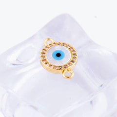 Round Gold Evil Eye Cubic Zirconia Cz Centre Pcs For Women