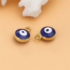 Gold Blue Evil Eye Enamel Pendant Charm For Women