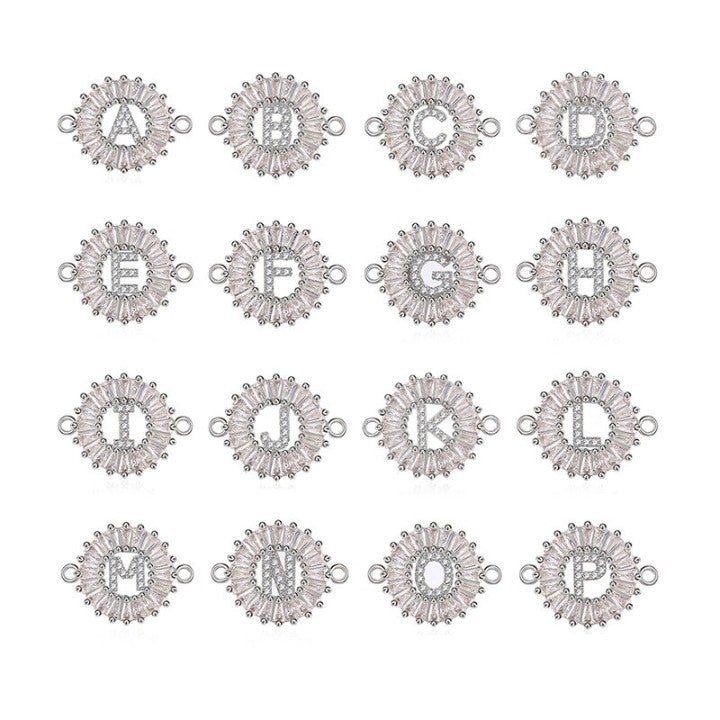 Initial Letter Silver American Diamond Crystal Charm Women Girl