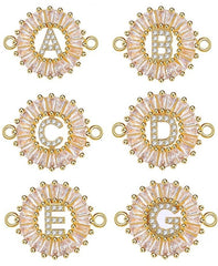 Initial Letter Gold American Diamond Crystal Charm For Women