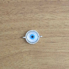 Silver Blue Evil Eye Nazariya Lucky CZ Centre Pcs