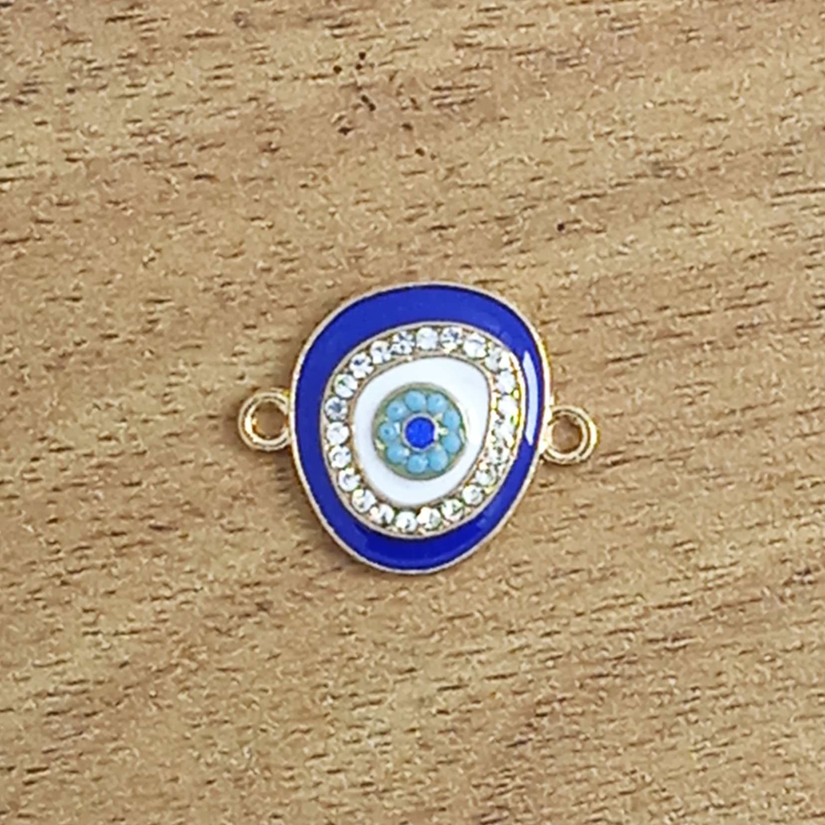 Turkish Blue Evil Eye Cubic Zirconia Gold Slider Centre Pcs For Women