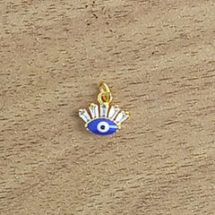 Turkish Evil Eye Lash Baguette Cubic Zirconia Gold Charm Women