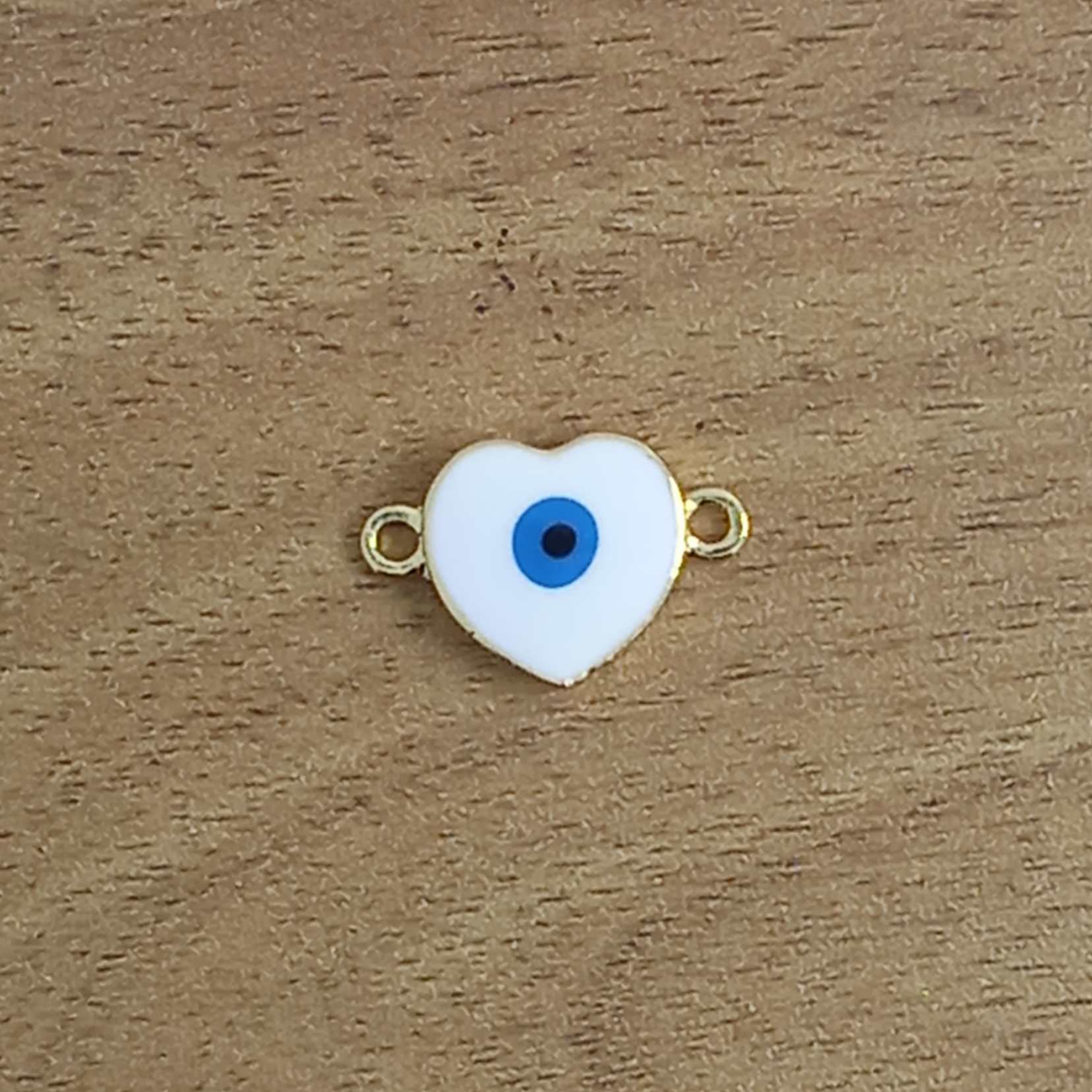 Heart Evil Eye Nazariya White Gold Enamel Charm Centre Pcs Women