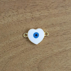 Heart Evil Eye Nazariya White Gold Enamel Charm Centre Pcs Women