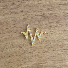 Lightning Heartbeat Cardiogram Gold Cubic Zirconia Centre Pcs For Women