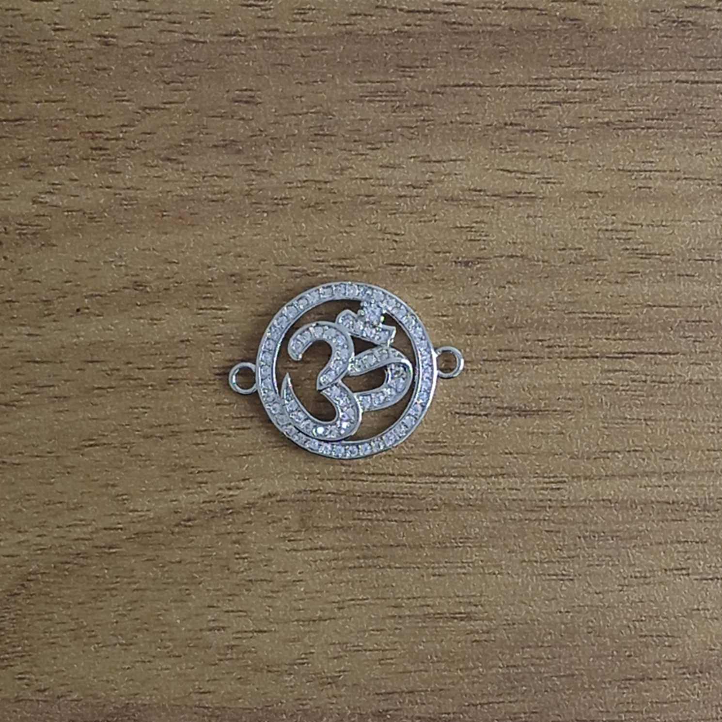 Aum Om Silver Cubic Zirconia American Diamond Centre Pcs For Women