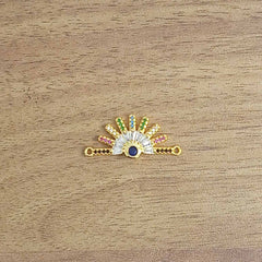 Rainbow Colourful Gold Cubic Zirconia American Diamond Centre Pcs For Women