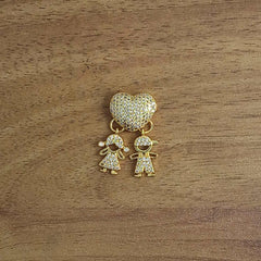 Girl Boy Heart Gold Copper Lover Pendant Charm