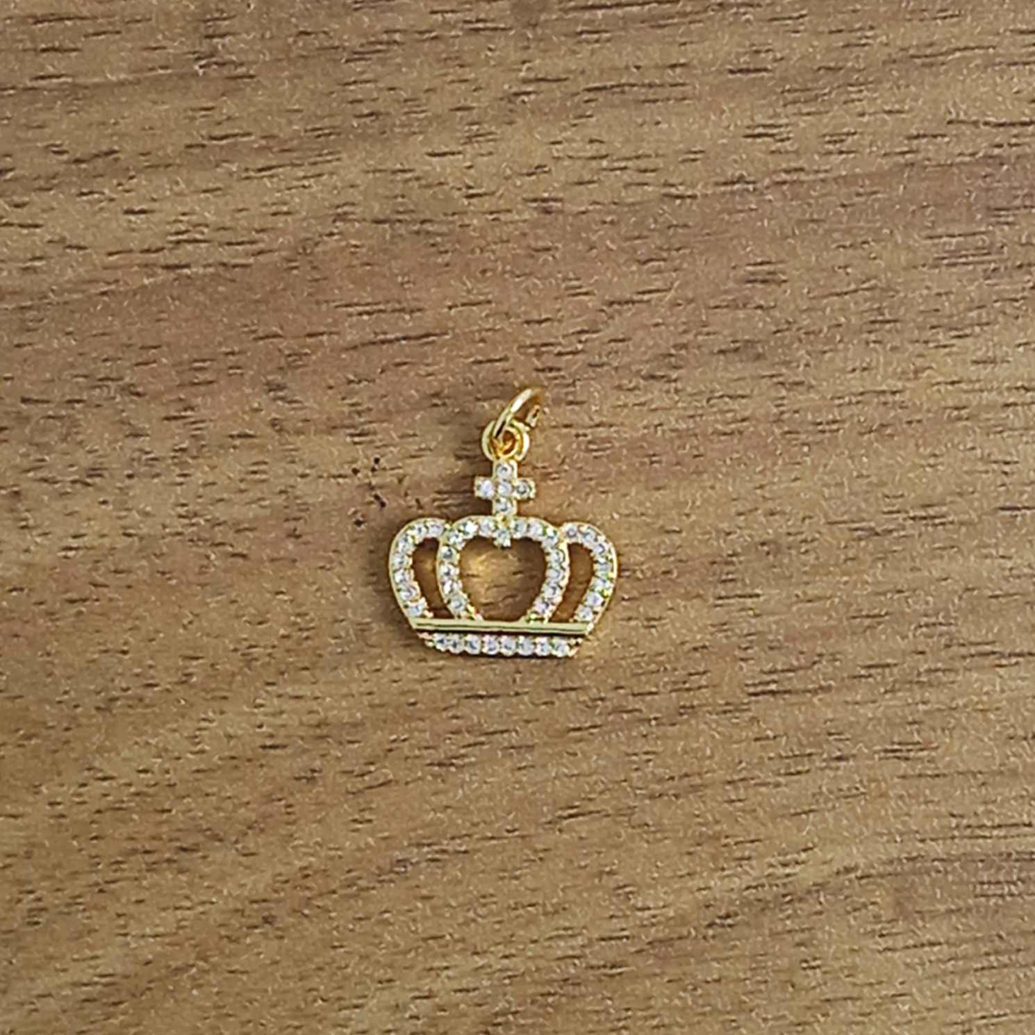 Princess Crown Gold Cubic Zirconia American Diamond Pendant Necklace For Women