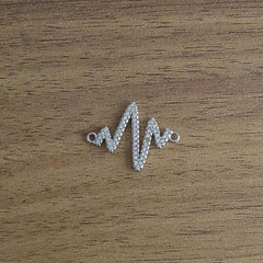 Lightning Pulse Lifeline Heartbeat Cardiogram Silver Cubic Zirconia Centre Pcs For Women