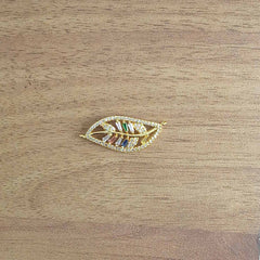 Leaf Petal Floral Gold Cubic Zirconia American Diamond Centre Pcs For Women