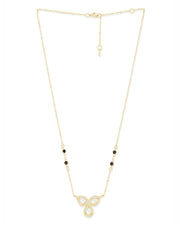 Copper Flower Pear Cut Kundan Cubic Zirconia Gold Neck Mangalsutra Chain For Women