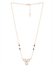 Copper Flower Pear Cut Kundan Cubic Zirconia Gold Neck Mangalsutra Chain For Women