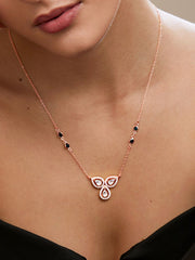 Copper Flower Pear Cut Kundan Cubic Zirconia Gold Neck Mangalsutra Chain For Women