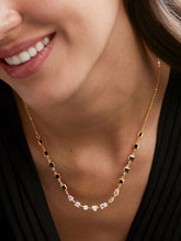 Copper Seven Geometric Shape Of Solitaires Cubic Zirconia Gold Neck Mangalsutra Chain Women