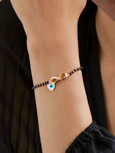 Copper Mother Of Pearl Heart Evil Eye Gold Hand Mangalsutra Bracelet For Women