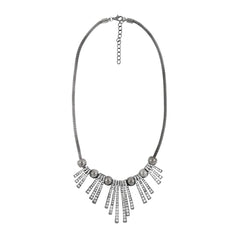 Tribal Oxidized Antique Silver Plated Cz American Diamond Necklace