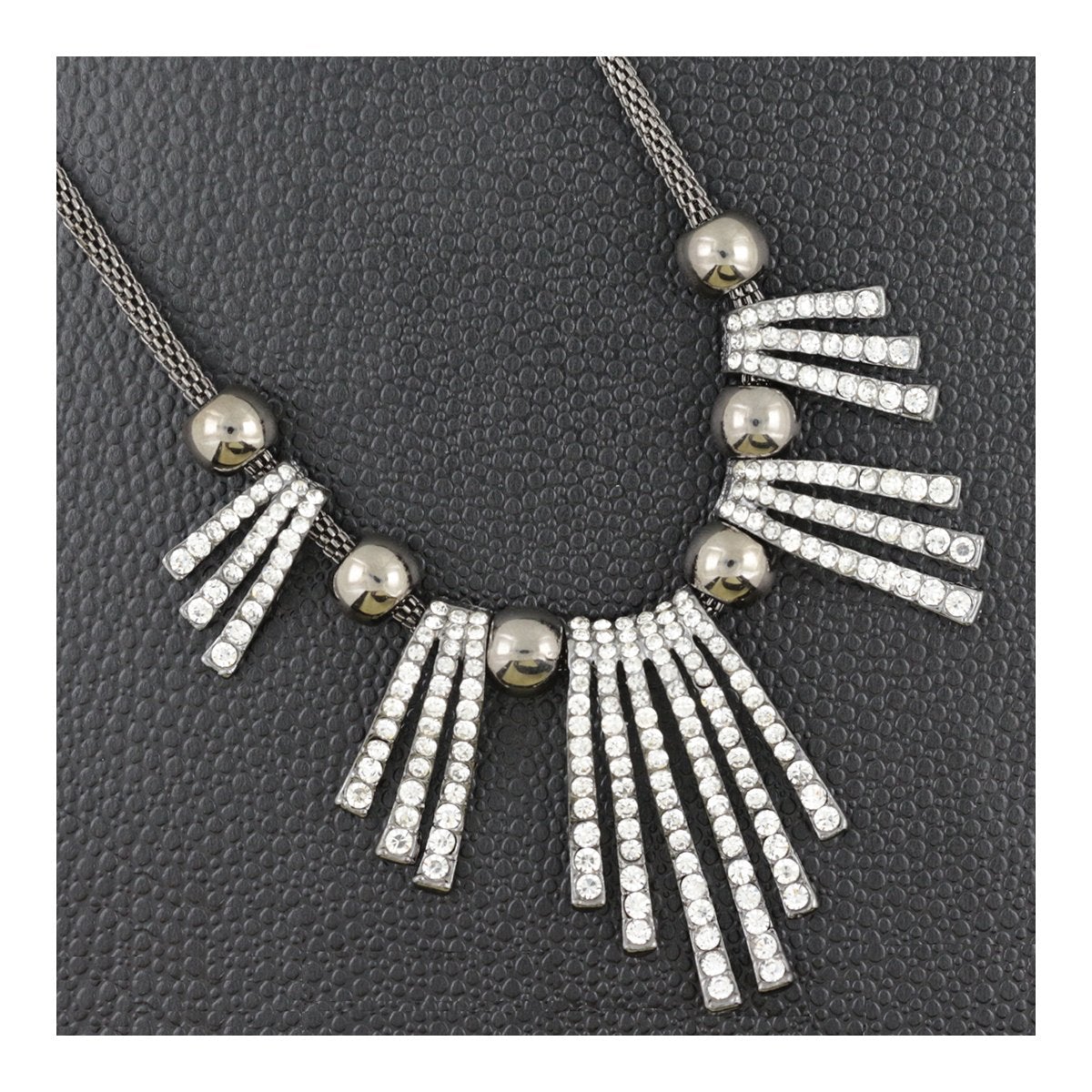 Tribal Oxidized Antique Silver Plated Cz American Diamond Necklace